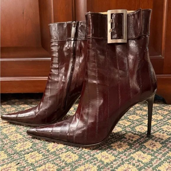 Gianmarco Lorenzi Burgundy Heeled Boots - Picture 2 of 6